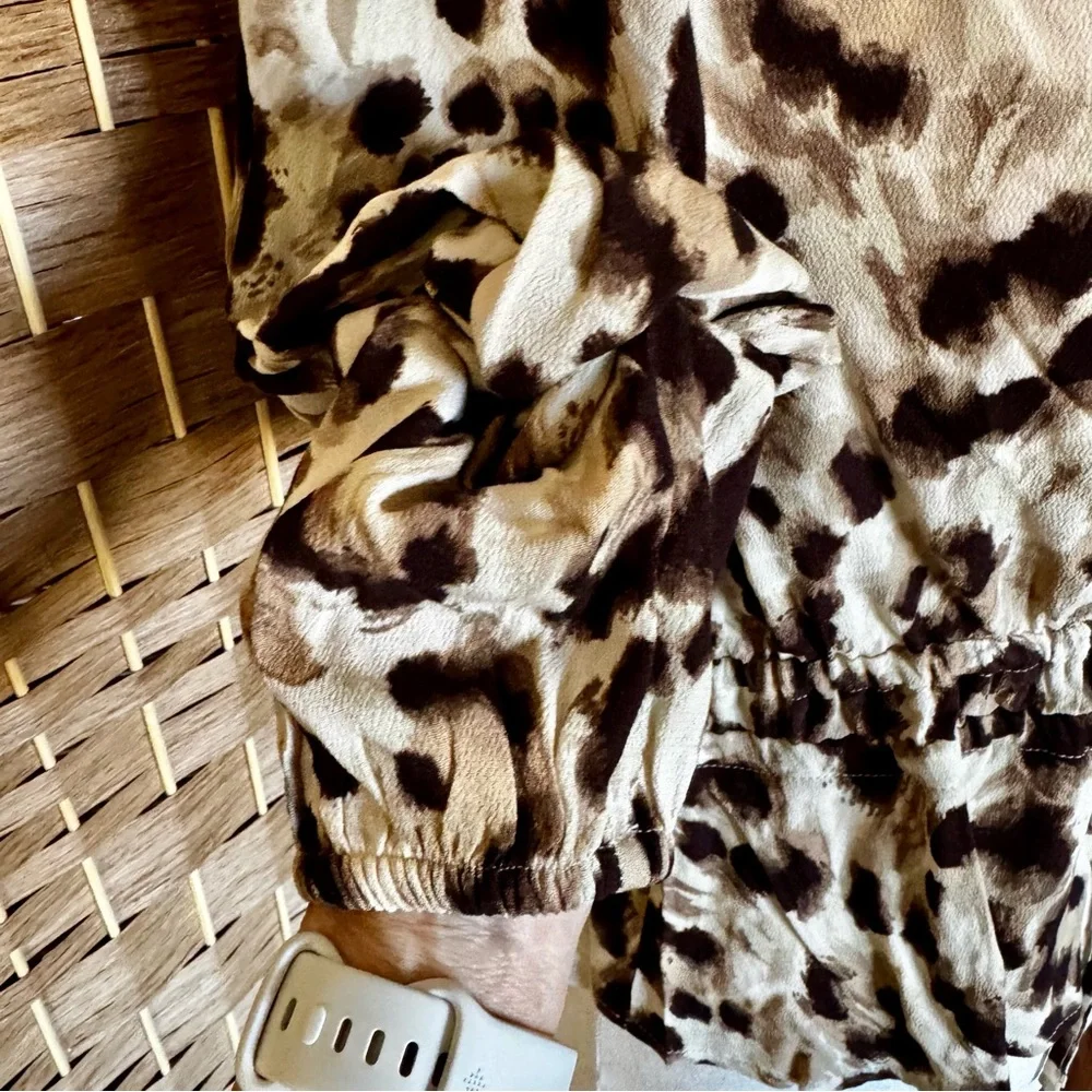NWT Vero Moda tie front animal print top XL - Picture 4 of 13